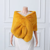 Warp knitted wool round hole mid-length imitation wool wedding shawl-stylesnuggle