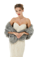 Wedding Wrap Faux Fur Sleeveless Open Front Bridal Shawl-stylesnuggle