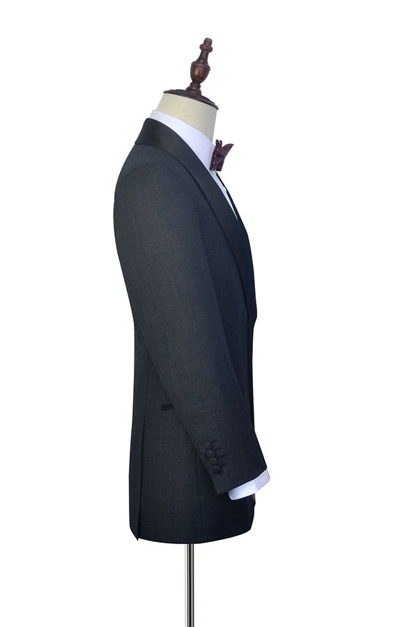 This Well-cut Dark Grey Black Shawl Collar Wedding Tuxedos, Two Buttons Wedding Suits for Men at stylesnuggle comes in all sizes for prom, wedding and business. Shop an amazing selection of Shawl Lapel Single Breasted Black mens suits in cheap price.