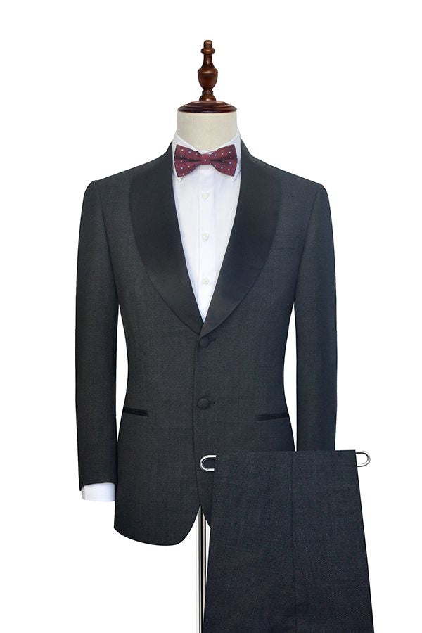 This Well-cut Dark Grey Black Shawl Collar Wedding Tuxedos, Two Buttons Wedding Suits for Men at stylesnuggle comes in all sizes for prom, wedding and business. Shop an amazing selection of Shawl Lapel Single Breasted Black mens suits in cheap price.