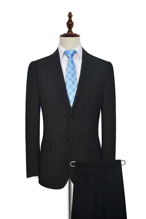 stylesnuggle has various Custom design mens suits for prom, wedding or business. Shop this Well-cut Peak Lapel Plaid Two Button Black Mens Suits for Business with free shipping and rush delivery. Special offers are offered to this Black Single Breasted Peaked Lapel Two-piece mens suits.