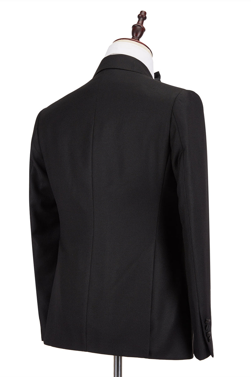 This Well-cut Satin Peak Lapel Double Breasted Black Men Wedding Suit Groom Tuxedos at stylesnuggle comes in all sizes for prom, wedding and business. Shop an amazing selection of Peaked Lapel Double Breasted Black mens suits in cheap price.