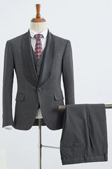 stylesnuggle is your ultimate source for trendy dark gray Three-pieces slim fit wedding suit for grooms. Shop this season's Sharp-looking Shawl Lapel Single Breasted collections at stylesnuggle. Worldwide delivery available. Fast Worldwide Shipping.Secure &amp; Easy Checkout.