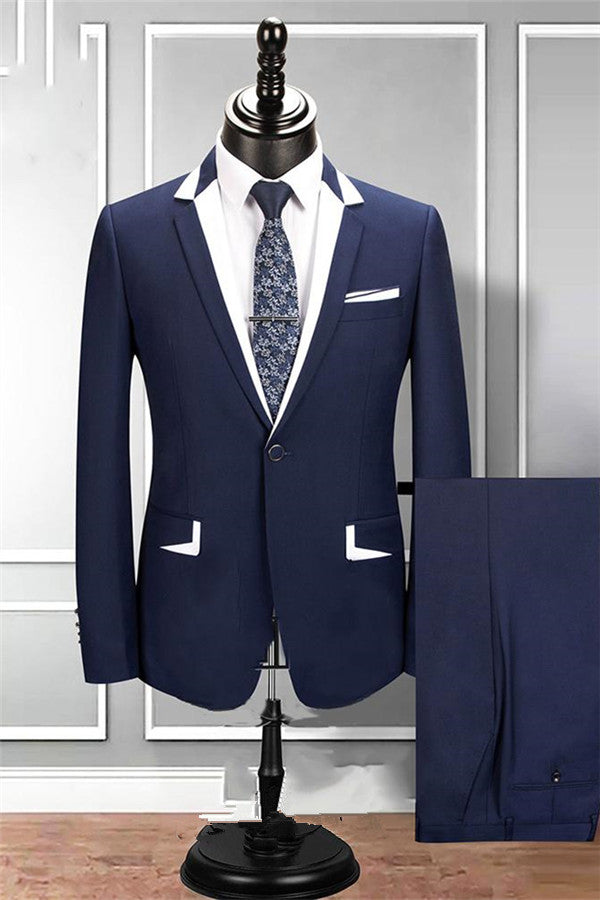 stylesnuggle made this Weston Navy Blue Notched Lapel Two-pieces Tuxedo, Mens' Suis for Groomsman with rush order service. Discover the design of this Navy Solid Notched Lapel Single Breasted mens suits cheap for prom, wedding or formal business occasion.