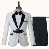 stylesnuggle is your ultimate source for White Jacquard Knitted Button Fashion Wedding Suit. Our White Shawl Lapel wedding groomsmen suits come in Bespoke styles &amp; colors with high quality and free shipping.