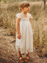 White flower girl dresses Jewel Neck Sleeveless Lace Kids Social Party Dresses