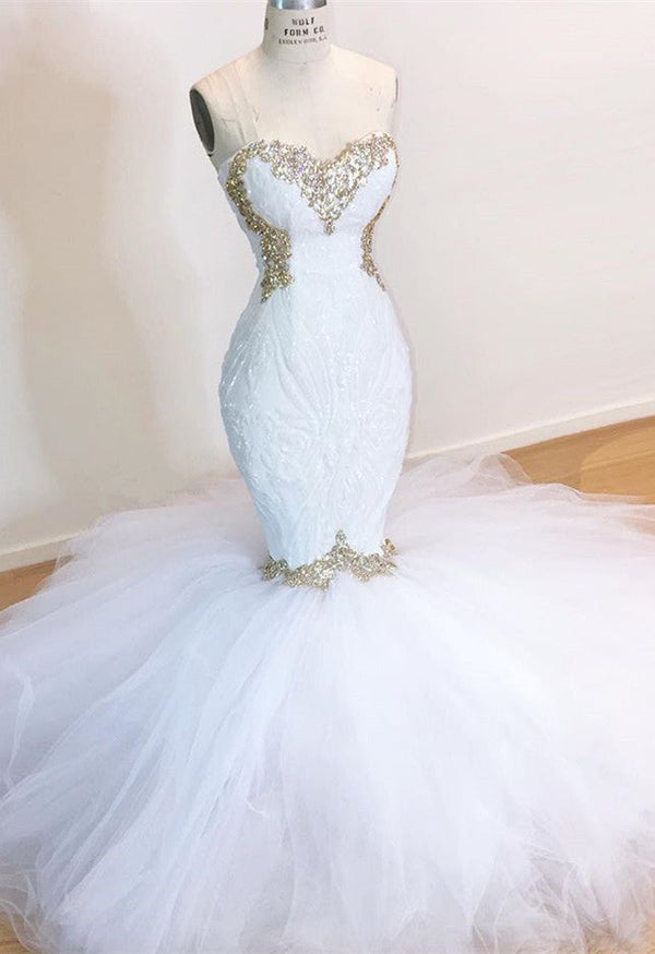 Any idea of dress for your big day? stylesnuggle custom made you this White Lace Mermaid Sweetheart Simple Wedding Dresses at reasonable price.