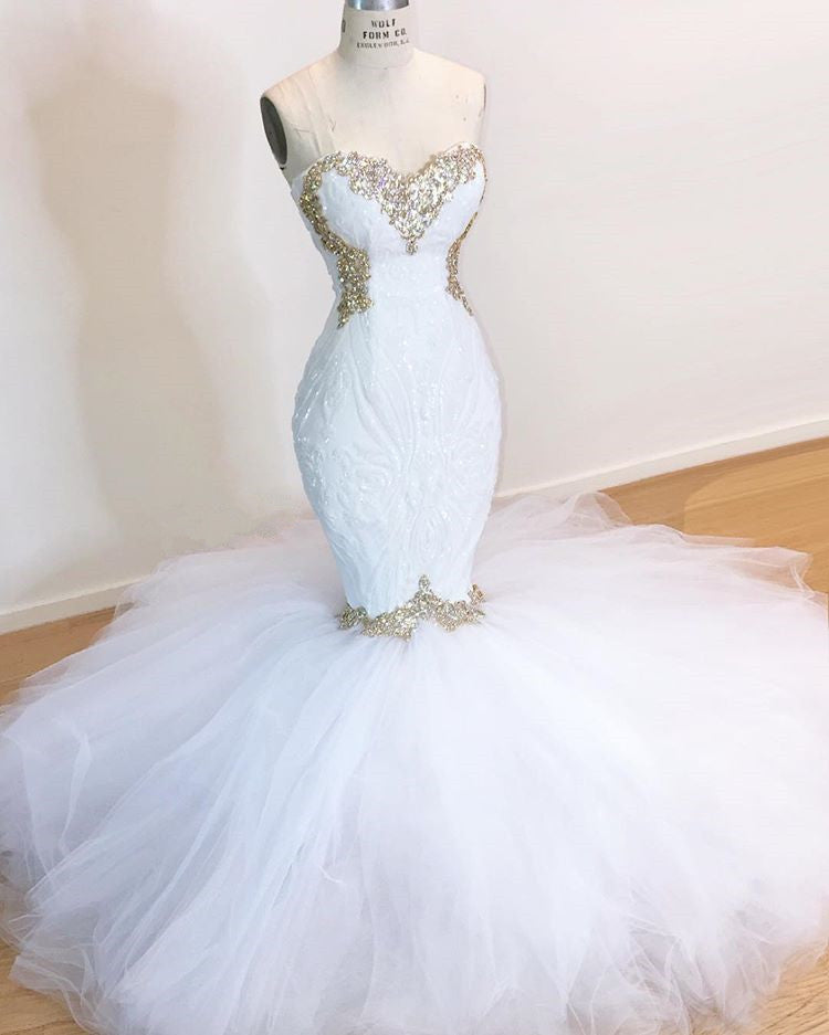 Any idea of dress for your big day? stylesnuggle custom made you this White Lace Mermaid Sweetheart Simple Wedding Dresses at reasonable price.