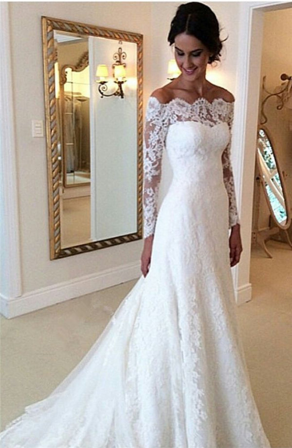 stylesnuggle custom bateau Long Sleeves wedding dresses in high quality at factory price, saving your money and making you shinning at your party.