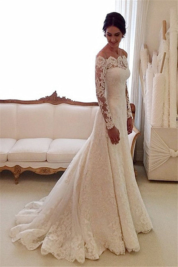 stylesnuggle custom bateau Long Sleeves wedding dresses in high quality at factory price, saving your money and making you shinning at your party.