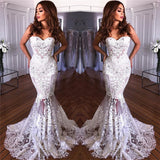 Inspired by this White Sweetheart-Neck Sheer Lace Appliques Mermaid Wedding Dresses at stylesnuggle.com, fast delivery worldwide.