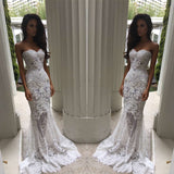 Inspired by this White Sweetheart-Neck Sheer Lace Appliques Mermaid Wedding Dresses at stylesnuggle.com, fast delivery worldwide.