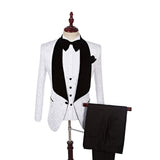 Discover White Three Pieces Fashion Jacquard Shawl Lapel Wedding Suits with stylesnuggle. Shop for a range of White Shawl Lapel Men Suits for every occasion with rush order service in cheap price.