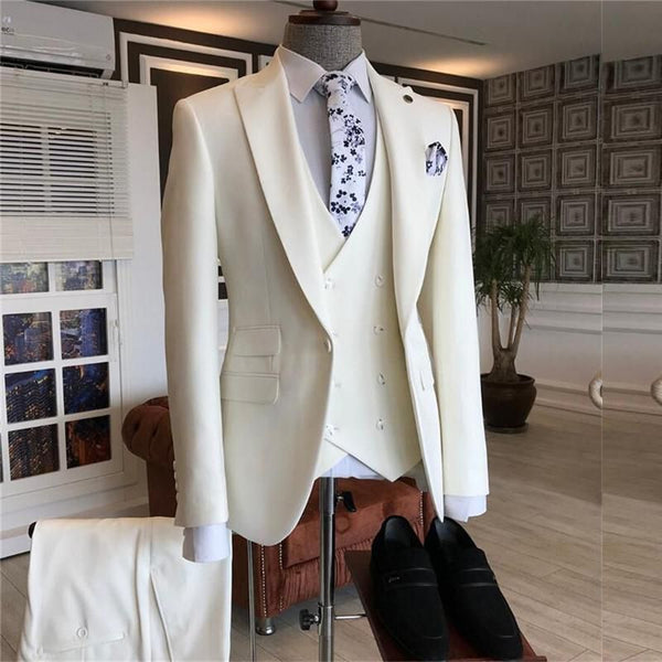 stylesnuggle is your ultimate source for White Three Pieces Peaked Lapel Bespoke Men Suits for Wedding. Shop this season's Sharp-looking Peaked Lapel Single Breasted collections at stylesnuggle. Worldwide delivery available. Fast Worldwide Shipping.Secure &amp; Easy Checkout.