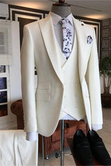 stylesnuggle is your ultimate source for White Three Pieces Peaked Lapel Bespoke Men Suits for Wedding. Shop this season's Sharp-looking Peaked Lapel Single Breasted collections at stylesnuggle. Worldwide delivery available. Fast Worldwide Shipping.Secure &amp; Easy Checkout.