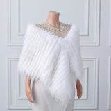 White V-neck Neckline Shawl Winter Wedding Shawl-stylesnuggle