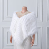 White V-neck Neckline Shawl Winter Wedding Shawl-stylesnuggle