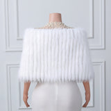 White V-neck Neckline Shawl Winter Wedding Shawl-stylesnuggle