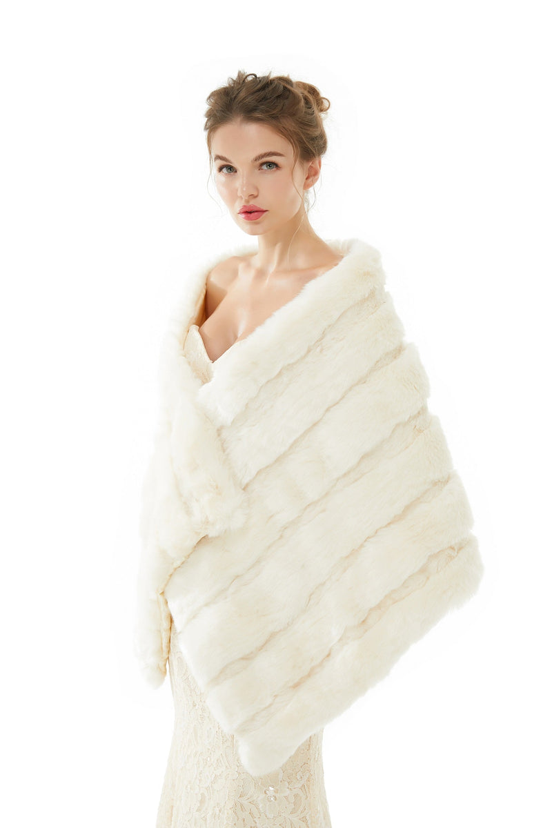 Winter Faux Fur Wedding White Bridal Wrap-stylesnuggle