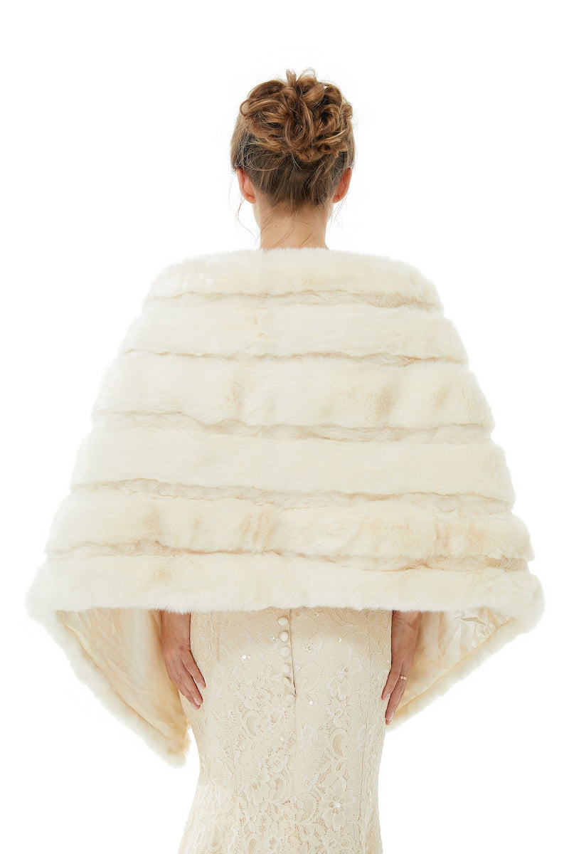 Winter Faux Fur Wedding White Bridal Wrap-stylesnuggle