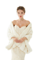 Winter Faux Fur Wedding White Bridal Wrap-stylesnuggle