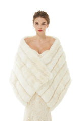 Winter Faux Fur Wedding White Bridal Wrap-stylesnuggle