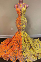 Yellow and Orange Mermaid Prom Dress Lace Long On Sale-stylesnuggle