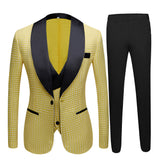 This Yellow Dot Shawl Lapel Wedding Groom Suits for Sale at stylesnuggle comes in all sizes for prom, wedding and business. Shop an amazing selection of Shawl Lapel Single Breasted Yellow mens suits in cheap price.