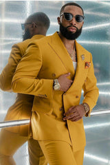 Yellow Double Breasted Designer Men Suits for Prom-stylesnuggle