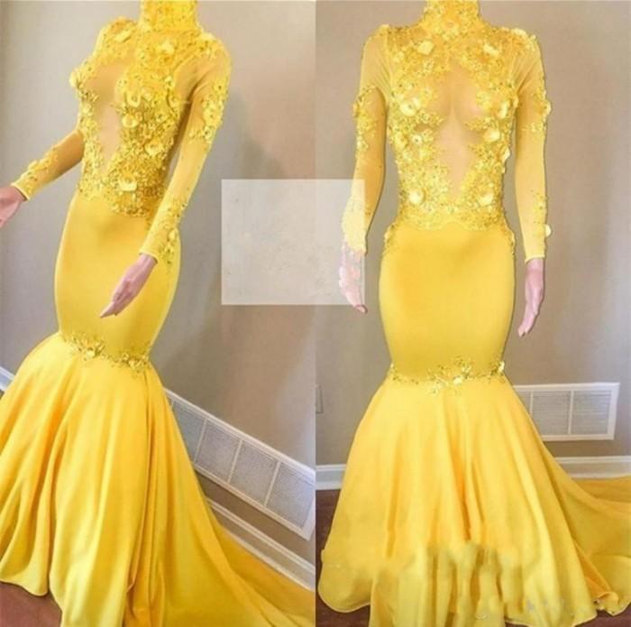 stylesnuggle offers Yellow High Neck Flower Appliques Mermaid Long Sleevess Prom Dresses at a cheap price from Mermaid hem.. Shop for Gorgeous yet affordable Long Sleevess Real Model Series.