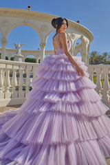 Beautiful A-line Lilac Straps Ruffles Sleeveless Prom Dress-stylesnuggle