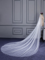 Ivory Cut Edge One Tier Waterfall Cathedral Wedding Veil For Brides-stylesnuggle