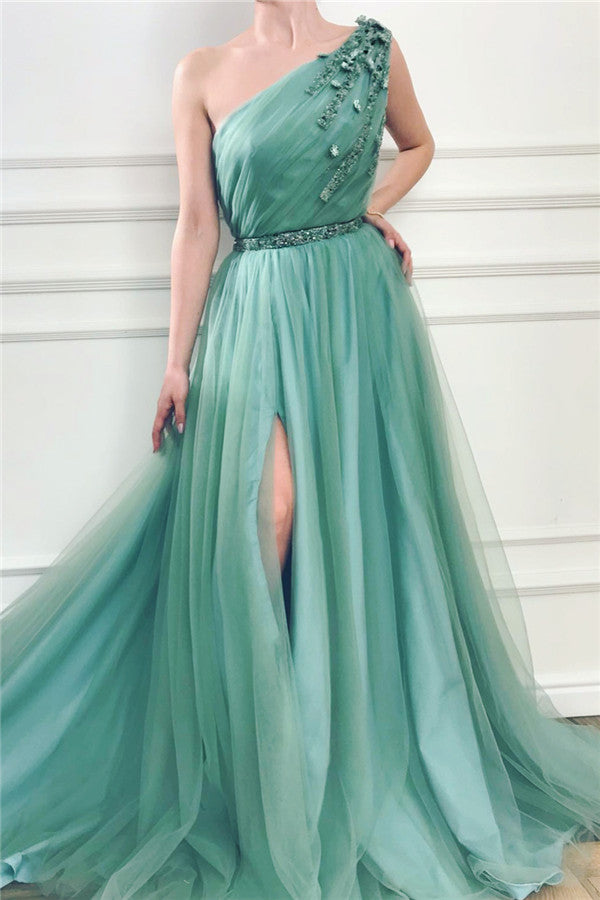 Take a look at Gorgeous Front Slit Long Prom Party Gowns with Beading Sash at stylesnuggle,  you will be surprised by the delicate design and service. Extra free coupons,  come and get today.